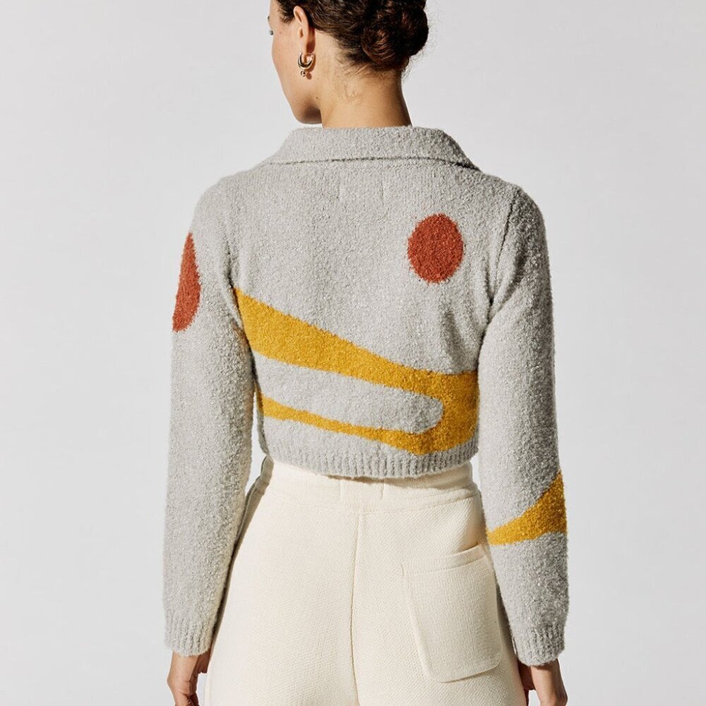HONOR THE GIFT Pattern Block Long Sleeve Sweatshirt Size Large Cozy Cropped - Picture 4 of 5